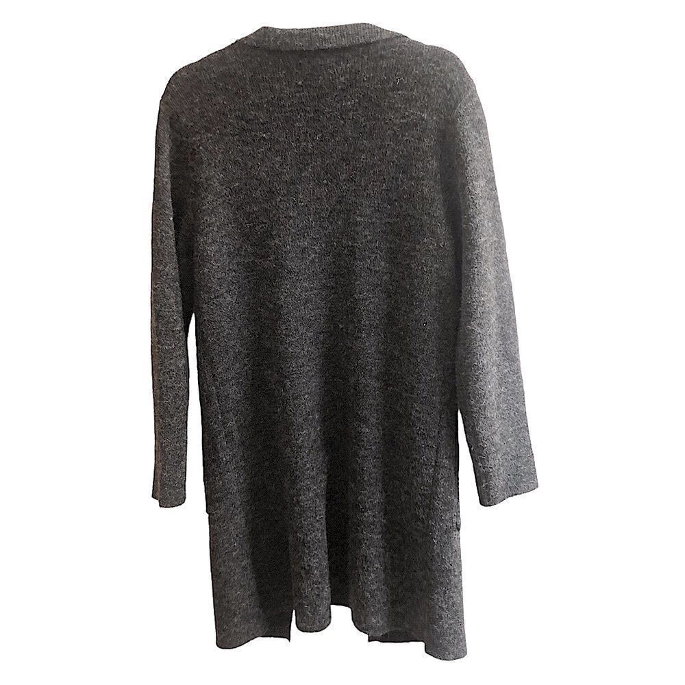 Monteau Open Front Marled Grey Wool Cardigan Sweater Size Medium - Picture 3 of 7